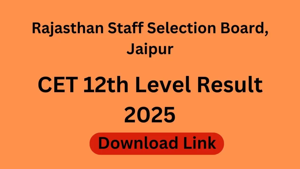 RSMSSB CET 12th Level Result 2025 